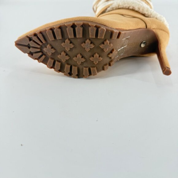 Thalia Sodi Tan Suede & Faux Fur Knee-High Heeled Boots, 7.5 - Picture 7 of 11